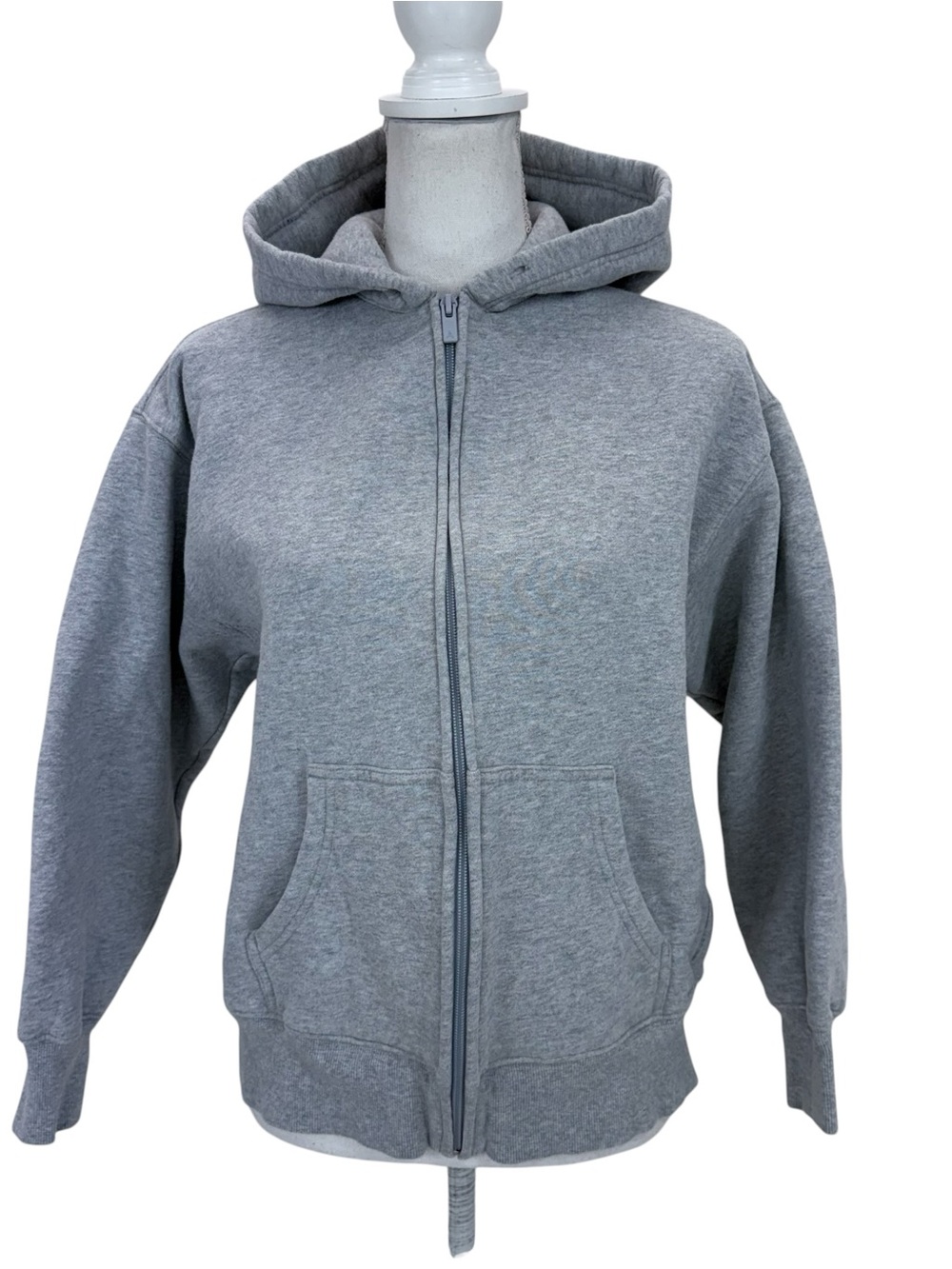 Aritzia Cozy Sweatfleece Boyfriend Boxy Zip Hoodie XS Gray - Picture 7 of 16